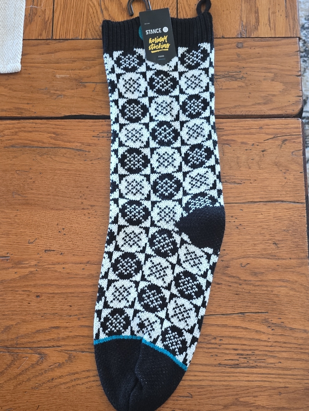 Stance Black & White Geometric Christmas Stocking NWT